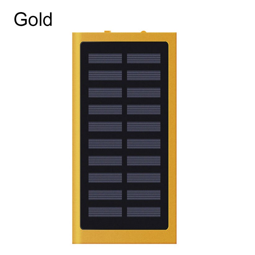 20000Mah Draagbare Externe Batterij Zonne-energie Bank 2.1A Snelle Telefoon Oplader Dubbele Usb Uitgang Poverbank Voor Xiaomi Huawei Iphone: Goud