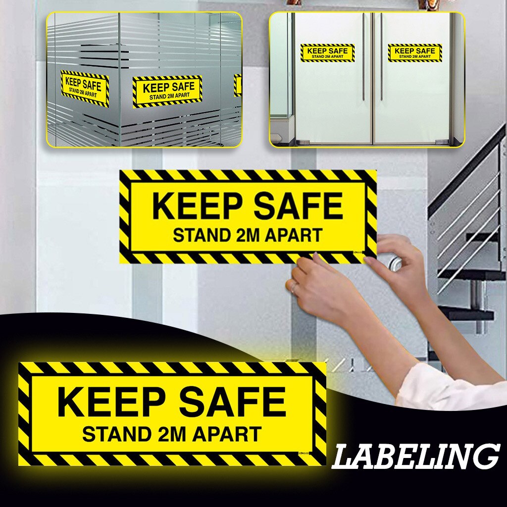 Door Sticker Isolation Label Keep Safe Stand 2m Apart Keep Away From Door Stickers 10cm X 30cm Wallpapers Door Decoration