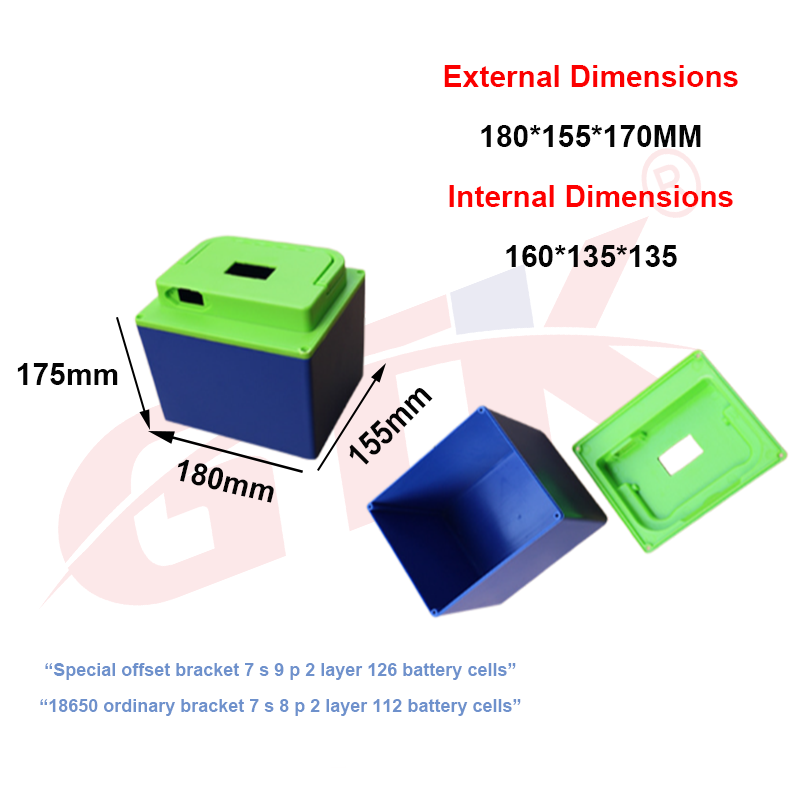 Gtk 12v/24v/48v/60v/72v batterijhouder, waterdicht plastic, geschikt voor lithium-ion/lifepo 4 batterijen, opbergdoos voor 18650/21700/32700 batterijen: Roze