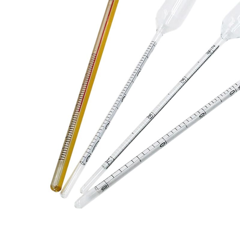 3 Pcs 0-100% Hydrometer Alcoholmeter Tester Set Alcohol Concentration Meter + Thermometer