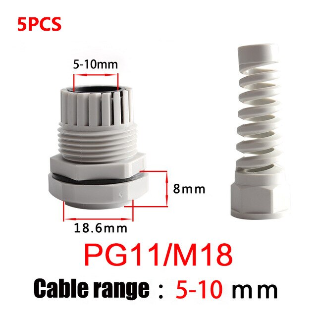 5 pièces IP68 étanche anti-flexion longue câble joint manchon connecteur plastique vis contrainte protecteur M12 PG7 / PG9 / PG11 3-6mm: PG11