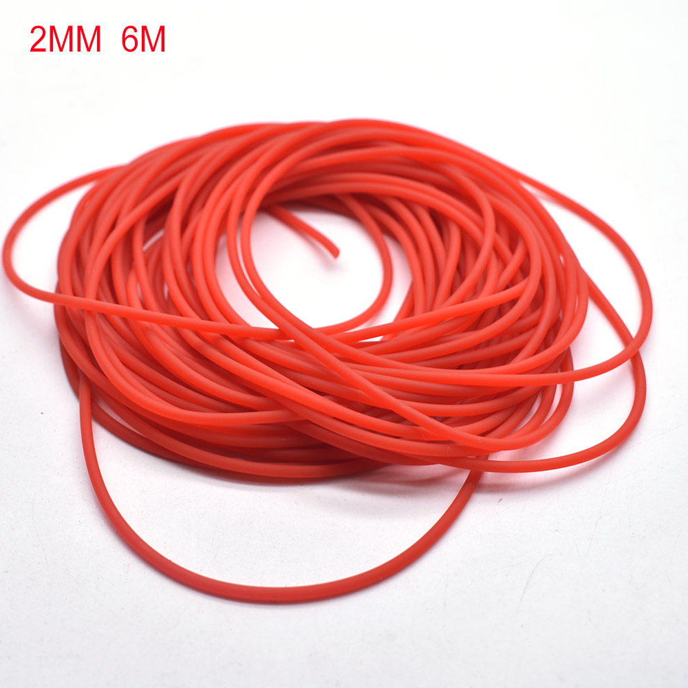 6-10 meter diameter 2mm solid elastisk gummi line naturlig farve og rød farve fiskereb: 6m røde 2mm