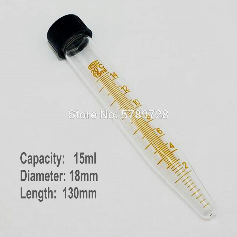 Glass V-bottom centrifugal tube with screw cap Lab test tubes with graduated lines,capacity 5/10/15/20/25/50/100ml