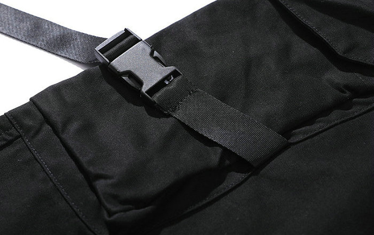 Pantalones informales con cintas para hombre, pantalón negro ajustado, para correr, con bolsillos laterales, de algodón, ropa para hombre, vaqueros, disfraces