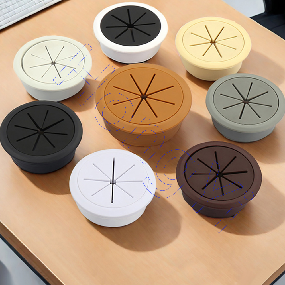 1 Stück 50 mm/53 mm/60 mm/80 mm Schreibtisch-Draht-Organizer, Kabelloch-Abdeckung, ABS + Gummi-Kabeltüllen für Büromöbel, Kabeldurchführung
