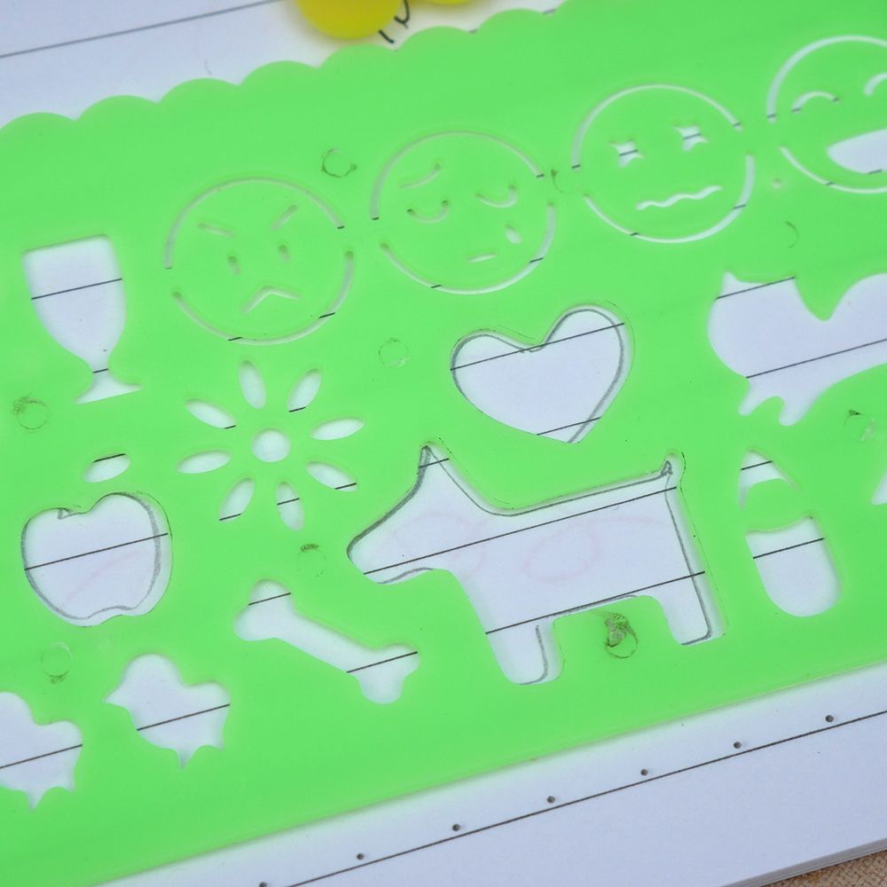 Plantilla de dibujo de símbolos gráficos para niños y estudiantes, regla de Color de caramelo de papelería, regla de plantilla de dibujo, papelería, 4 Uds.