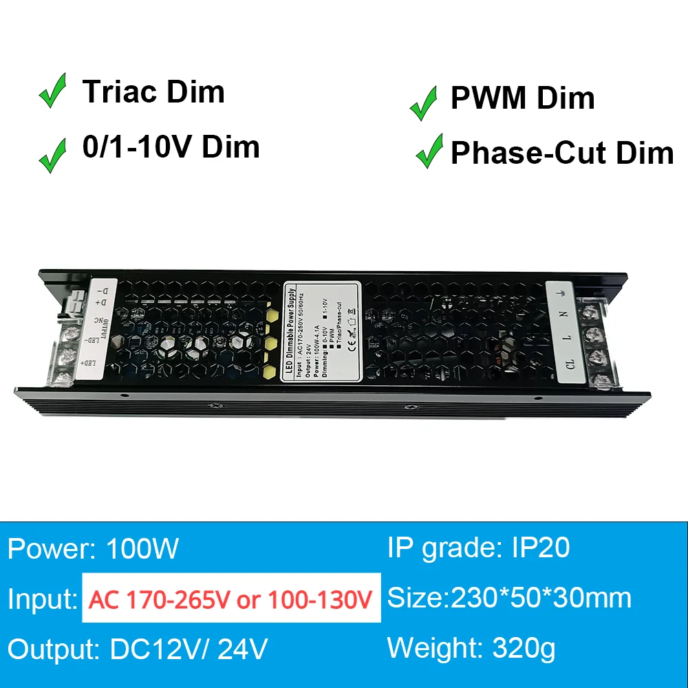 Triac Dimmable Led Driver 24V 12V Dimmable Power Supply 60W 100W 150W 200W 250W 300W Transformer 220v 24v Dimmable Led: black / 12V / 5W