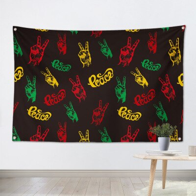 Un amour paix suspendus drapeau bannière musique Rock Reggae jamaïque décoration de la maison Art mural 4 œillets dans les coins 3 * 5FT 144cm * 96cm: H / 2 x 3FT (60 x 90cm)