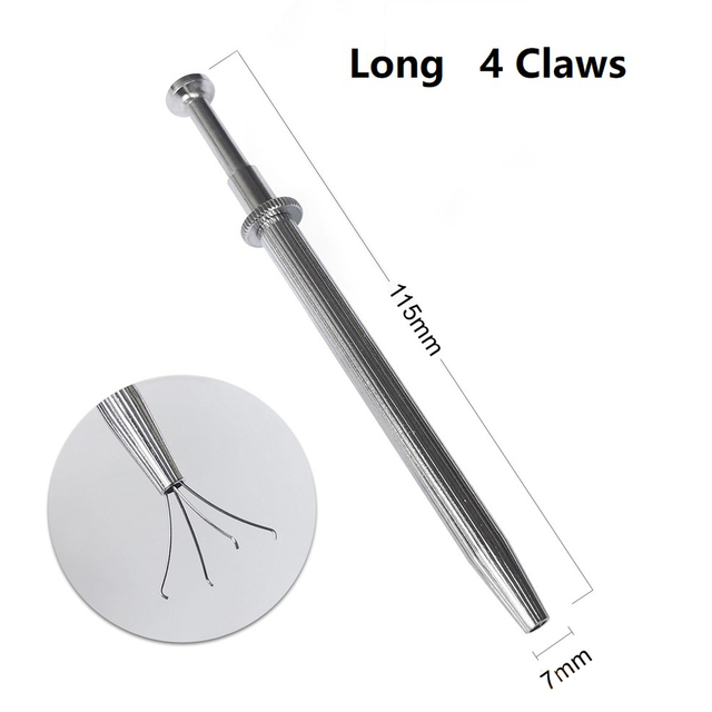 1pc Metal 4 Prongs Bead Holder Jewelry Bead Grasping Pick Up Tool Silver 11/6cm Portable Grabber For Diamond Stones Ball Tweezer: long