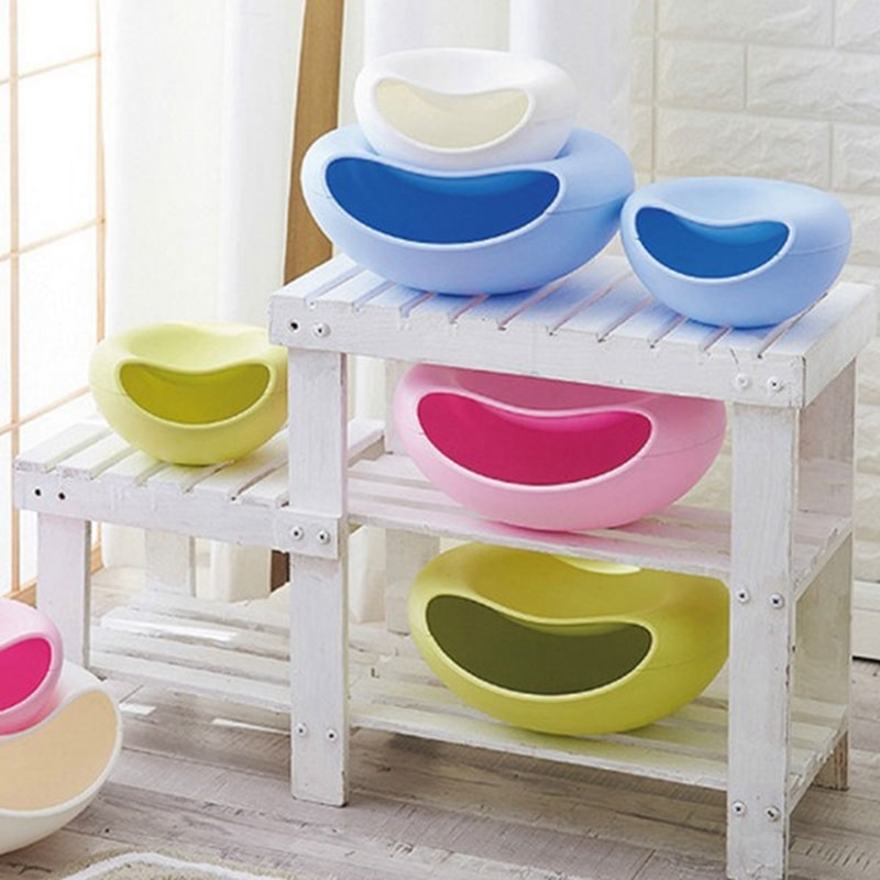 Double Layer Container box Bowl Dish Layer Dry Fruit Snacks Seeds Containers Phone Holder Plastic Storage Box