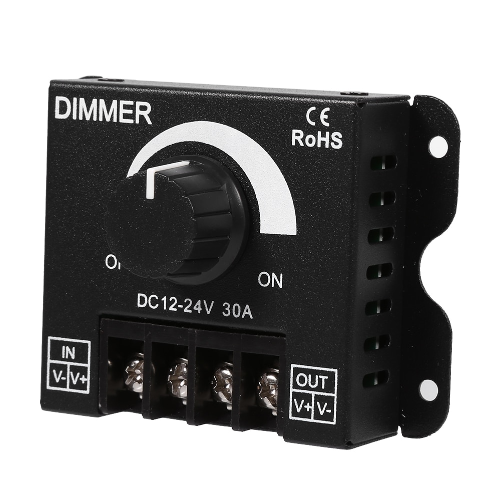 12V 24V Stepless Dimmer For LED Strip Light Dimming Knob Button Switch LED Dimmer Controller Max 30A Transformer Driver