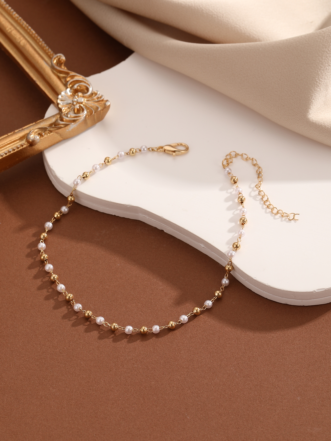 QIAMNI Nachahmung Perle Perlen Kette Fußkettchen für Frauen Mädchen Bein Armbänder Bodychain Sommer Strand Zubehör Hochzeit Schmuck