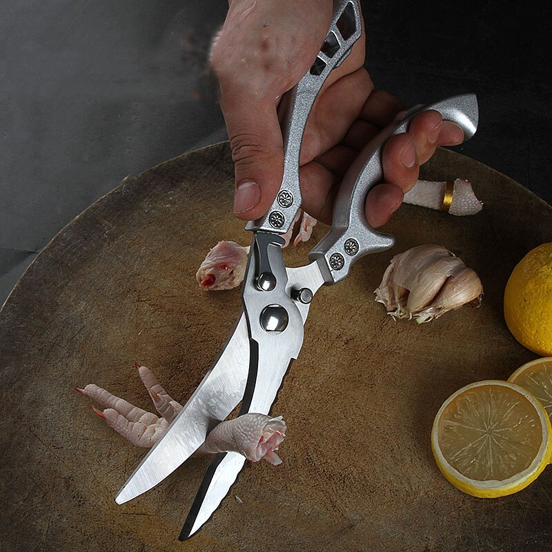 Kitchen Powerful Chicken Bone Scissors Chicken Duck Fish Cutter Shears Stainless Steel Scissors Scale Clean Cook Scissors Knife