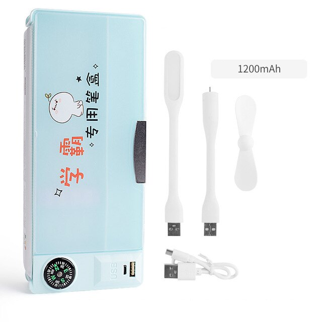 Multifunctional Pencil Case With Led Light And Usb Mini Fan Student Stationery Box Korean Pencil Case Boy And Girl