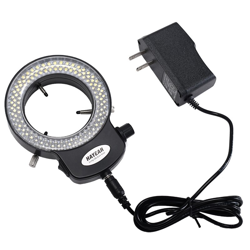 Verstelbare 144 Led Light Microscoop Ring Light Illuminator Heldere Lamp Met Adapter Voor Digitale Stereo Microscoop: Black