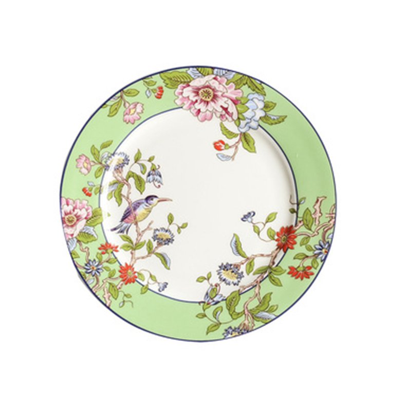8inch high-end bone china plates British style afternoon tea dessert plate steak spaghetti plate bird flat plate: Pinkish Grey