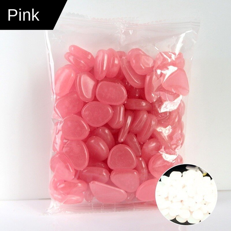 FANLUS 10/pcs Glow in the Dark Pebbles Glow Stones Rocks for Walkways Garden Path Patio Lawn Garden Yard Decor Luminous Stones: Pink