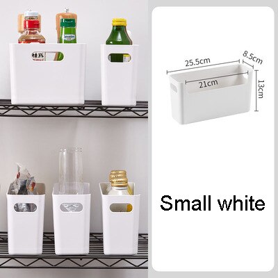 Badeværelse køkken tilbehør opbevaring organisation opbevaringskurv rektangulær opbevaringsboks væghængende rack køkken skuffehylde: Lille-hvid