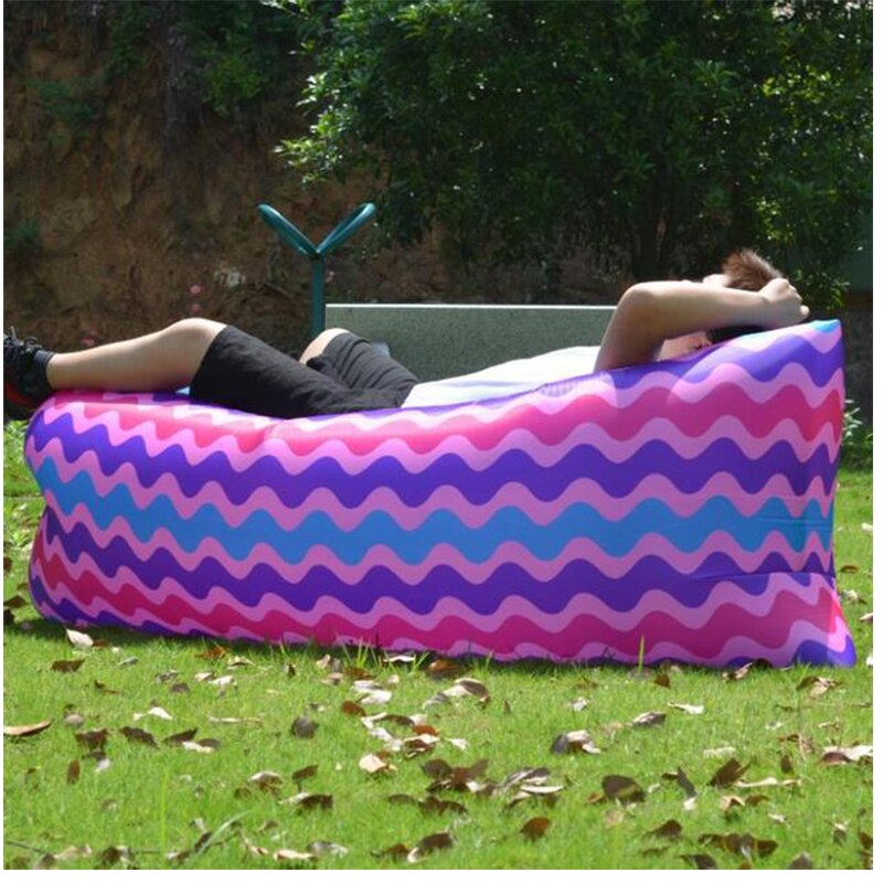 Trending god havesofa hurtig oppustelig luftsovesofa uopløselig airbag lazy bag strand lounge sofa stol sæde: Farvestribe