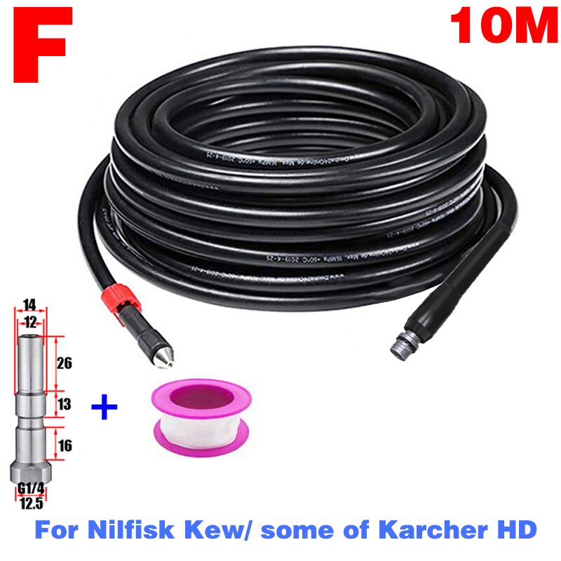 Tuyau de nettoyage de canalisations de furet de ROUE, tuyau d&#39;évacuation d&#39;eau pour Karcher Bosch Nilfisk Parkside, accessoires de lavage: F