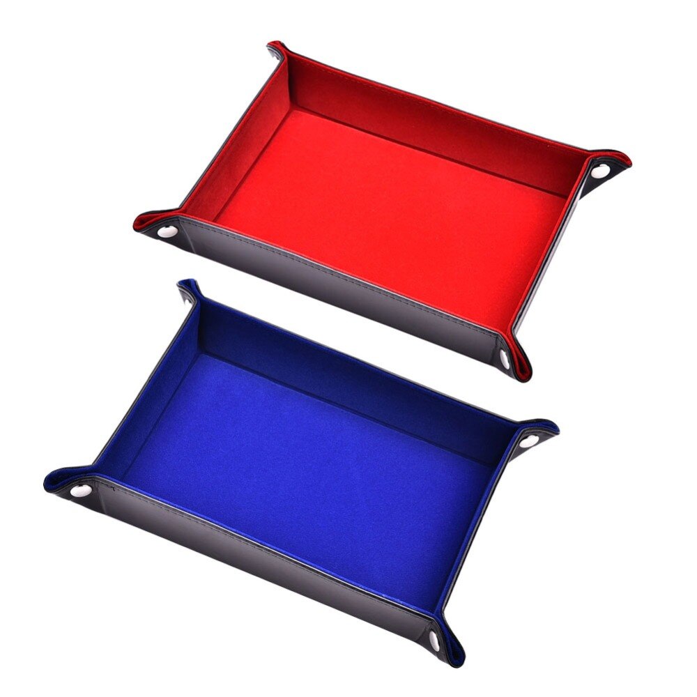 Dubbelzijdig Dobbelstenen Dienblad PU Lederen Vouwen Rechthoek Lade Fluwelen Dobbelstenen Houder Voor RPG DND Schaken Andere Tafel Games En opslag