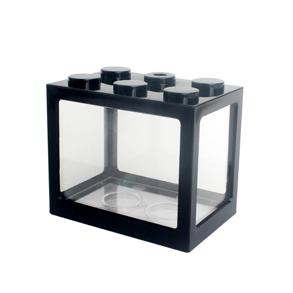 Aquarium Fish Tank Small Fish Tank for Turtle Reptile Jellyfish Goldfish Shrimp Moss Balls Insects,Table Decoration Box: black