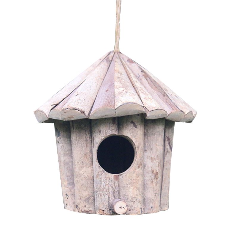 Handmade Wooden Environmental Protection Bird House Round Birdhouse Crafts Solid Wood Antiseptic Birds Nest