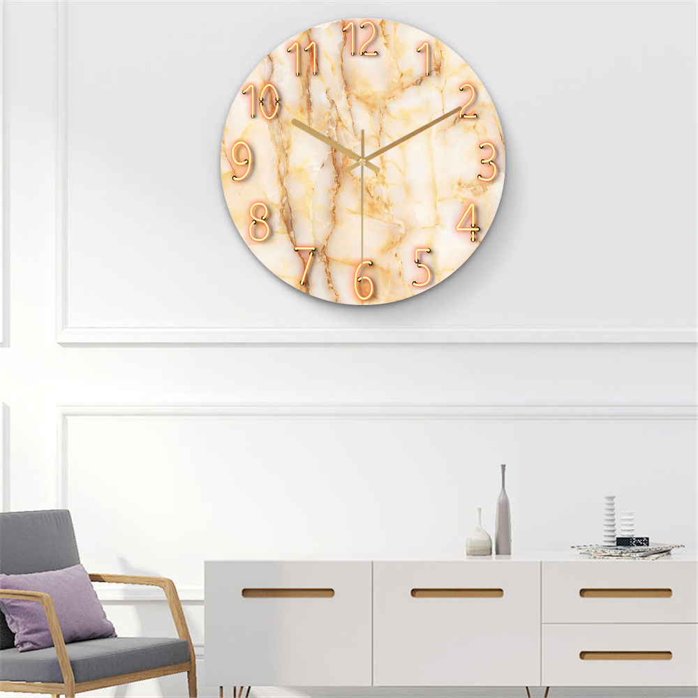 Montre géante en marbre au moderne, corps en verre et cristal, grande horloge murale 3D décorée pour salon, mécanisme silencieux, décor de chambre à coucher