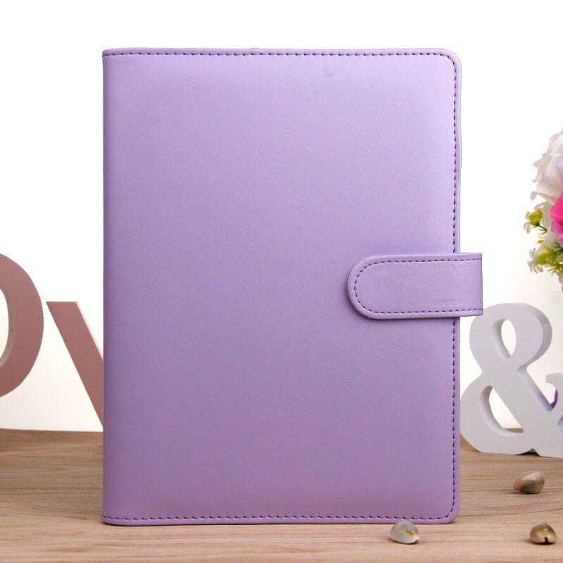 A5 Notebook Loose Leaf Ring Binder Leather Notebooks Macaron Color Agenda Planner Diary Stationery Office Supplies DU55: Purple