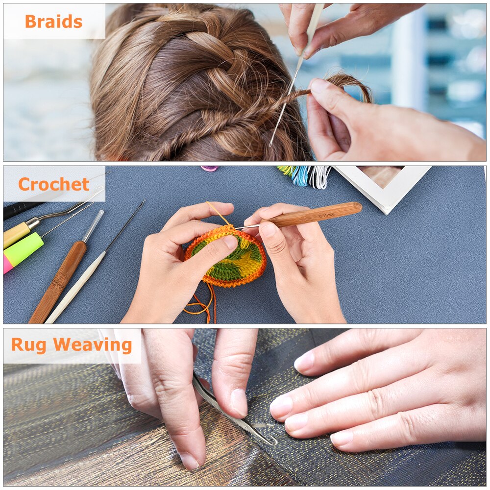 7pcs/Set Latch Hook Plastic Crochet Needle Braiding Latch Hook Weaving Hair Dreading Hooks Tool Weaving Hair Dreadlock Craft