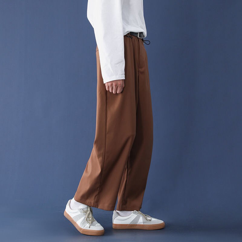 Pantalon de costume noir et gris Caramel pour hommes, ample, droit, jambes larges, , solide, décontracté, facile à assortir, printemps été: Caramel / XXL