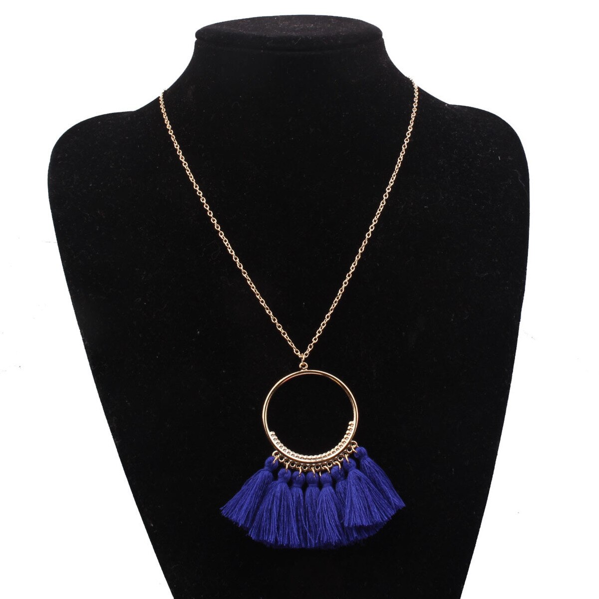 Mode Originaliteit Kwasten Hanger Ketting Vrouw Ornamenten Accessoires Lange Ketting Bohemen Gouden Ketting Vrouwelijke Accessoires: sapphire blue