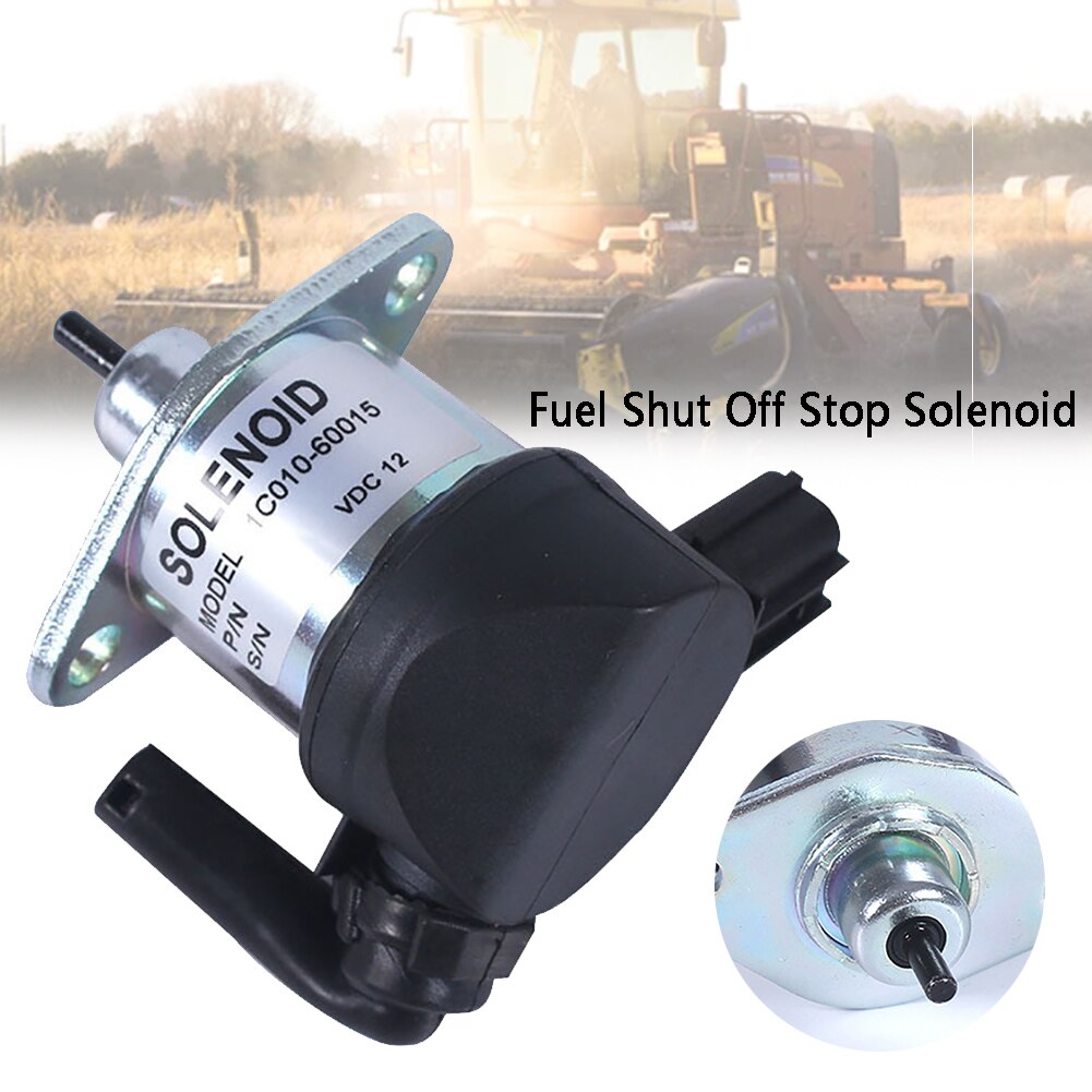 Solenoide de parada de seguridad de aleación de aluminio 1C010-60015 para piezas de Motor de apagado de combustible práctico para Kubota M6800 M8200 M8540
