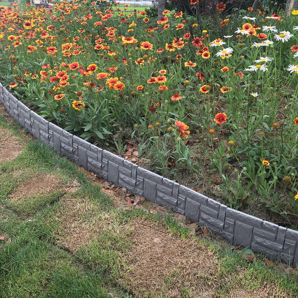 6Pcs Sectioned Plastic Imitation Stone Set Courtyard Lawn Garden Walls