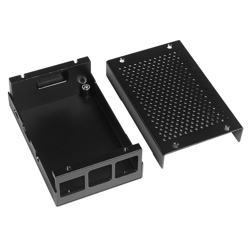 For Raspberry Pi 3 Case Black Aluminum Enclosure Case With 5V/2.5A Power Supply With Heat Sink Metal Cas Kit