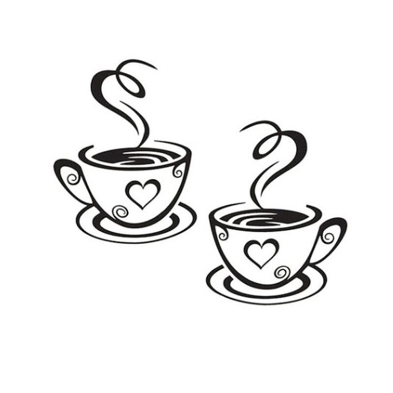 2pcs Wall stickers printed 3D coffee mug wallpapers for restaurant decor background kitchen wallpapers stickers