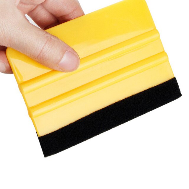Espátula de fieltro para bordes de coche, espátula de envoltura de vinilo, herramientas de instalación de vinilo, 10x7,3 CM, 1 pieza: YELLOW
