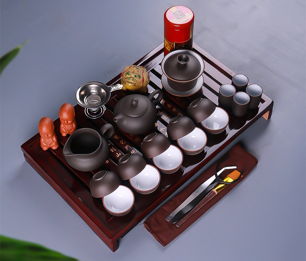 Chinese Kung Fu Thee Set Drinkware Paars Klei keramische Binglie drie opties omvatten Thee pot Cup Terrine Zetgroep TeaTray
