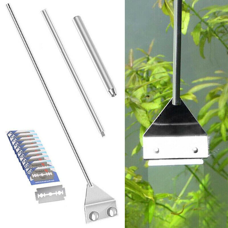 Aquarium Stainless Steel Fish Tank Algae Removal Scraper Blade Aquatic Plants Aquatic Cleaning Multifunctional Cleaning Tool Set