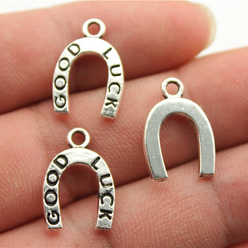 20Pcs Hoefijzer Hanger Charms Antiek Zilver Kleur Horse Shoe Charms Sieraden Diy Lucky Horseshoe Bedels Voor Armband: B10663-17x12mm