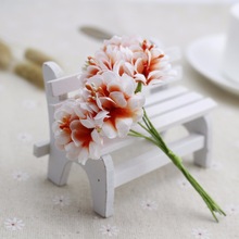 Fleurs artificielles en soie 6 pièces, décoration de mariage maison, bouquet de mariée, décoratif DIY pour couronne de Scrapbooking, fleur d'étamine