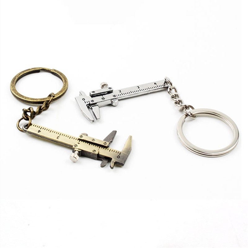 Portable 0-4cm Mini Vernier Calipers Keychain Measuring Gauging Tools Key Ring Style Simulation Model Ruler Vernier Caliper