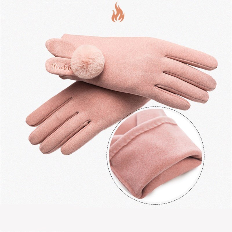 Paire de gants en daim épais pour femme, Double couche, fourrure, , mignon, oreilles de lapin, à la , pour l&#39;extérieur, hiver