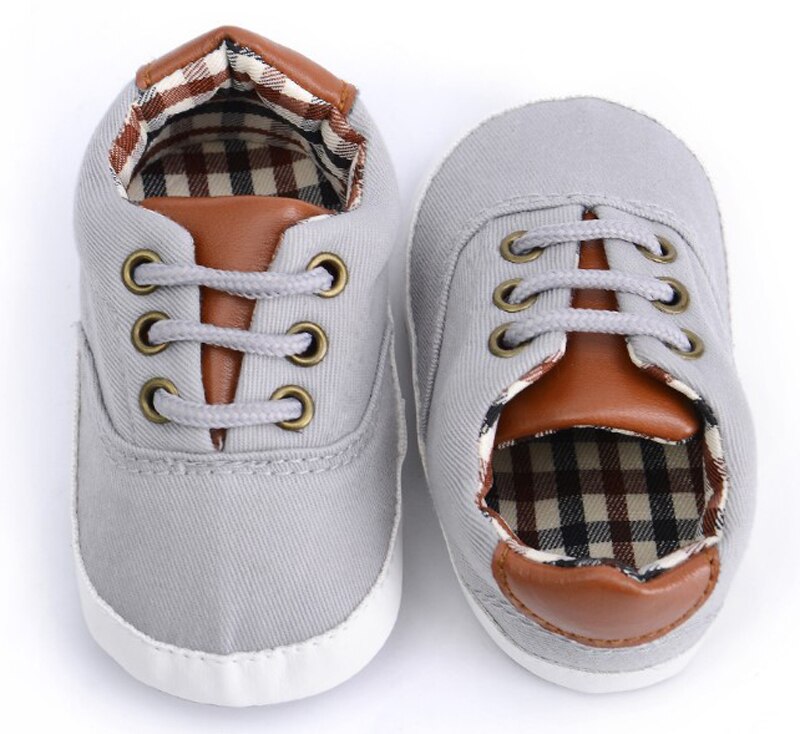 Baby Canvas Shoes Newborn Boys Infant Shoes Prewalkers Crib Shoes Nonslip Loafers First Walkers 11-12-13 Slip On SandQ Baby: grey / 13