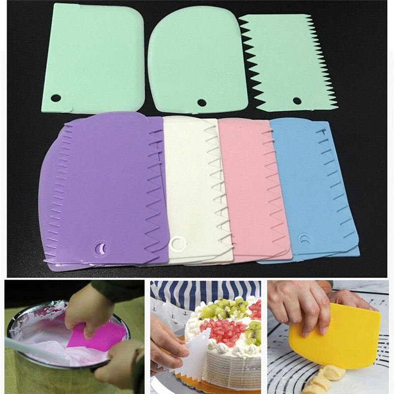 3 Stks/set Plastic Cake Decorating Gereedschap Deeg Icing Scrappers Cutters Keuken Accessaries Cake Rand Soepeler Kit