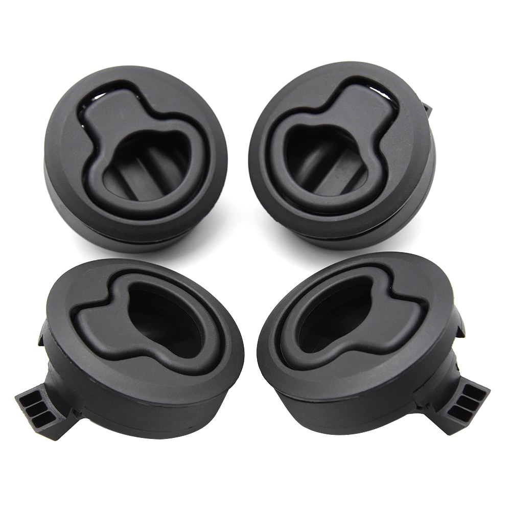 10pcs Plastic Black Round Flush Mount Hatch Flush Pull Latch Marine Lock Lift Slam Latch RV Yacht Boat Deck Hatch Door Hardware