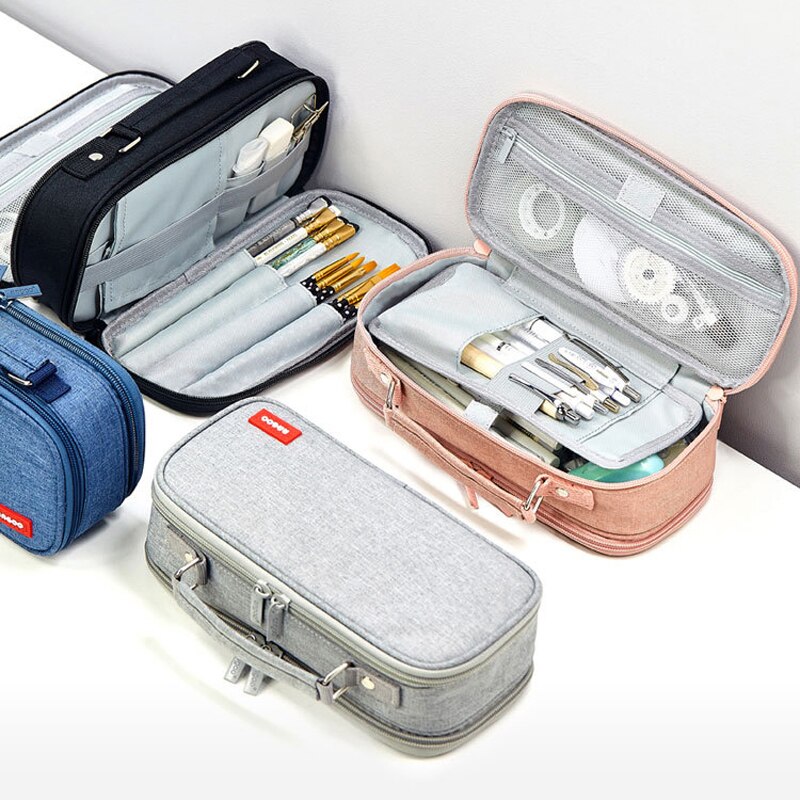 Large Capacity Pencil Case Multi Layer Multi Function Canvas Pen Bag Boys Girls Stationery Pencilcase Storage Supplies Supply