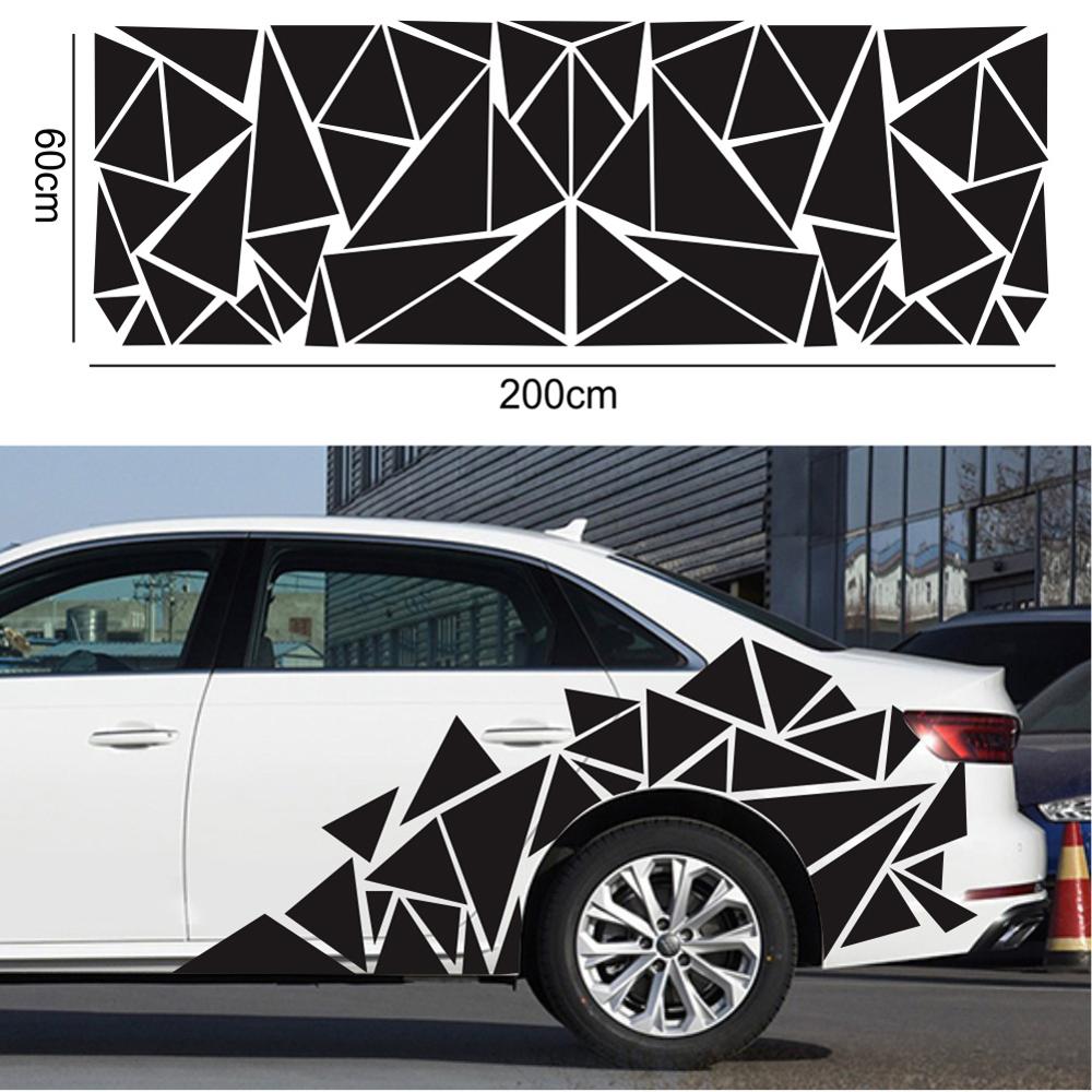 200x60cm Auto Aufkleber matt Schwarze Dreiecke Auto Seite Aufkleber Tarnung Auto-Styling Vinyl Aufkleber Dekor für Auto Dekoration