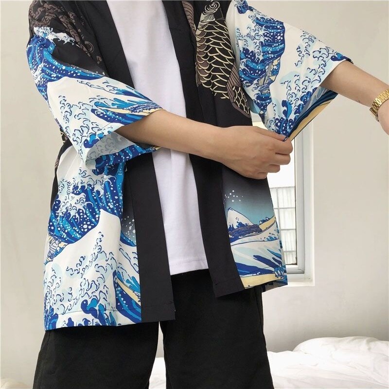 Kimono Cardigan Men Japanese Obi Male Yukata Men's Haori Japanese Samurai Clothing Traditional Japanese Clothing