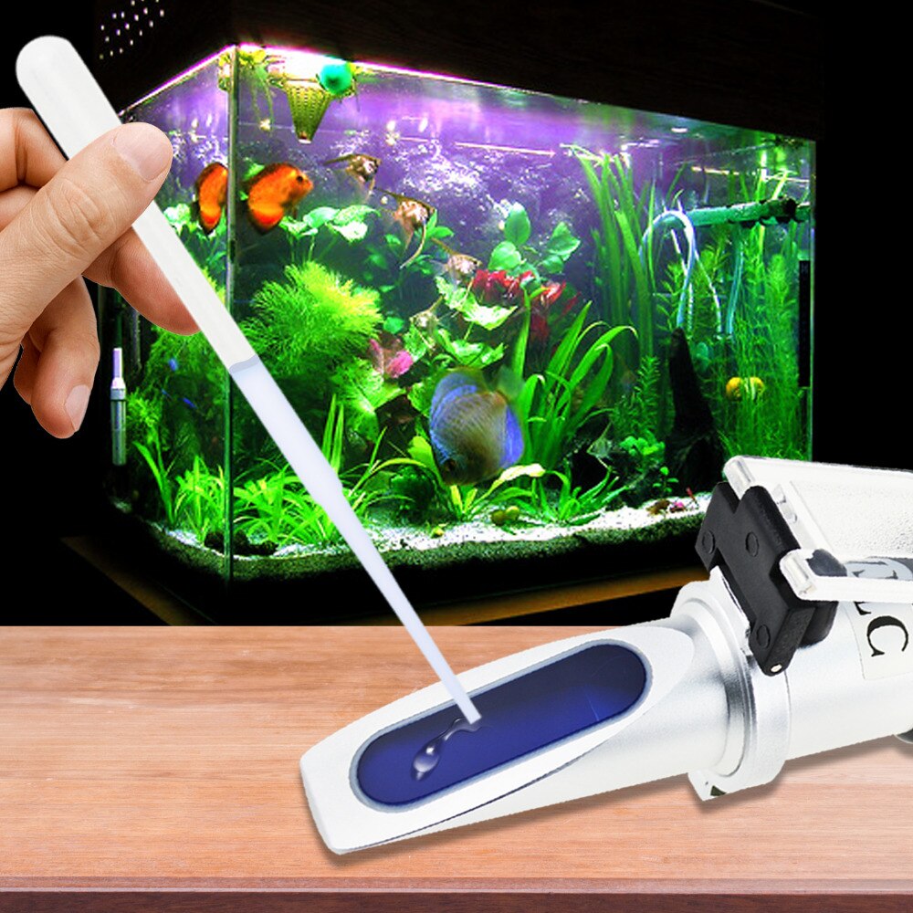 Réfractomètre à salinité à double échelle ATC 0-100ppt (0-10%) et 1.000-1.070 gravité spécifique pour Aquarium réservoir de récif saumâtre Marine